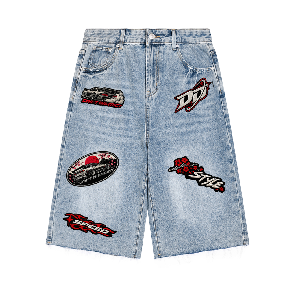 Vintage Patched Denim Shorts