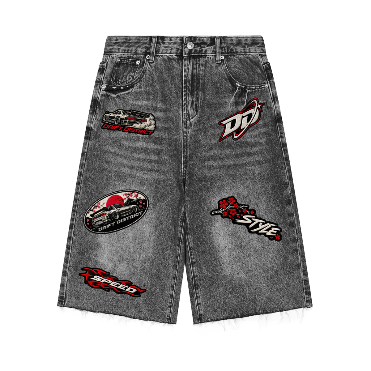Vintage Patched Denim Shorts