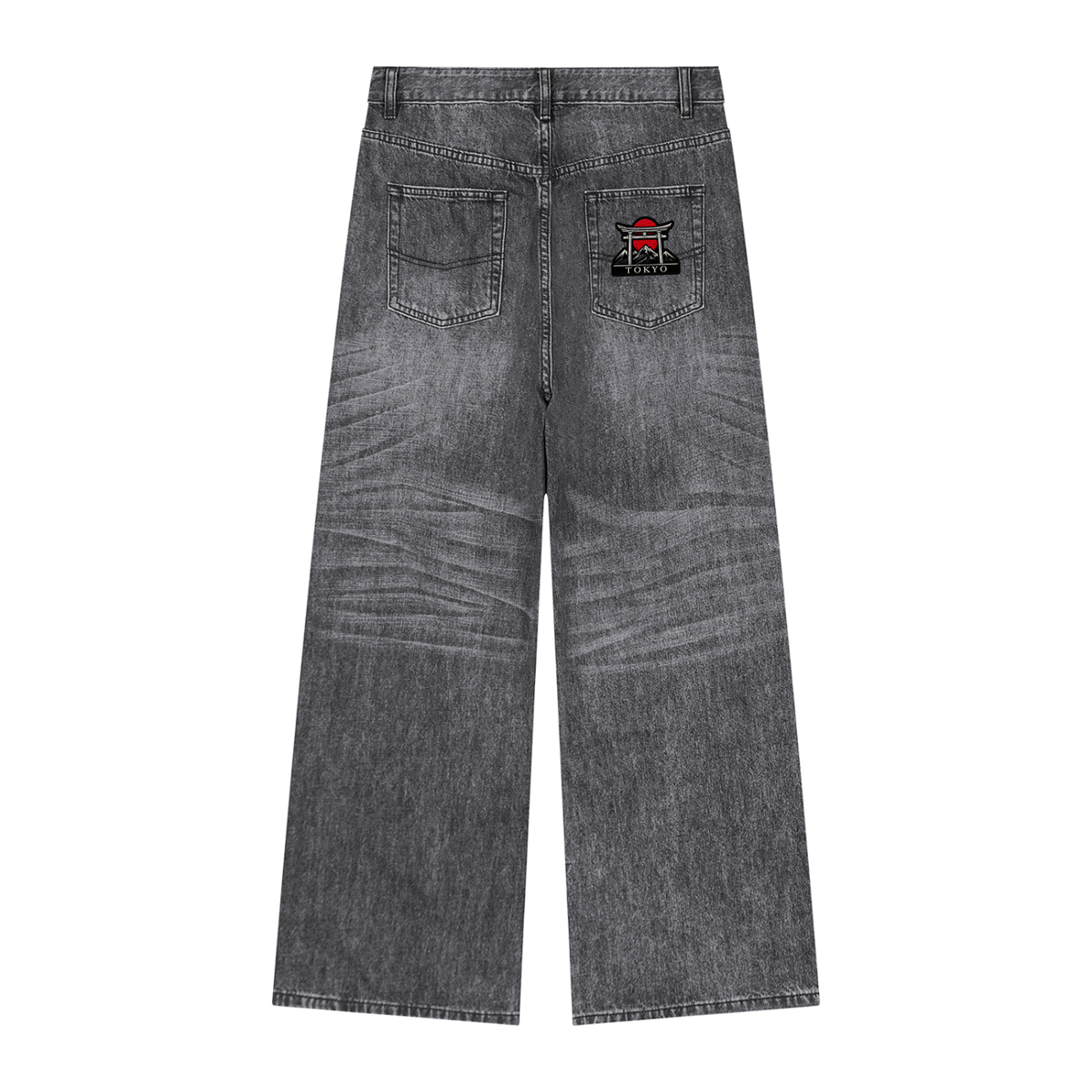 Vintage Wash Patched Jeans